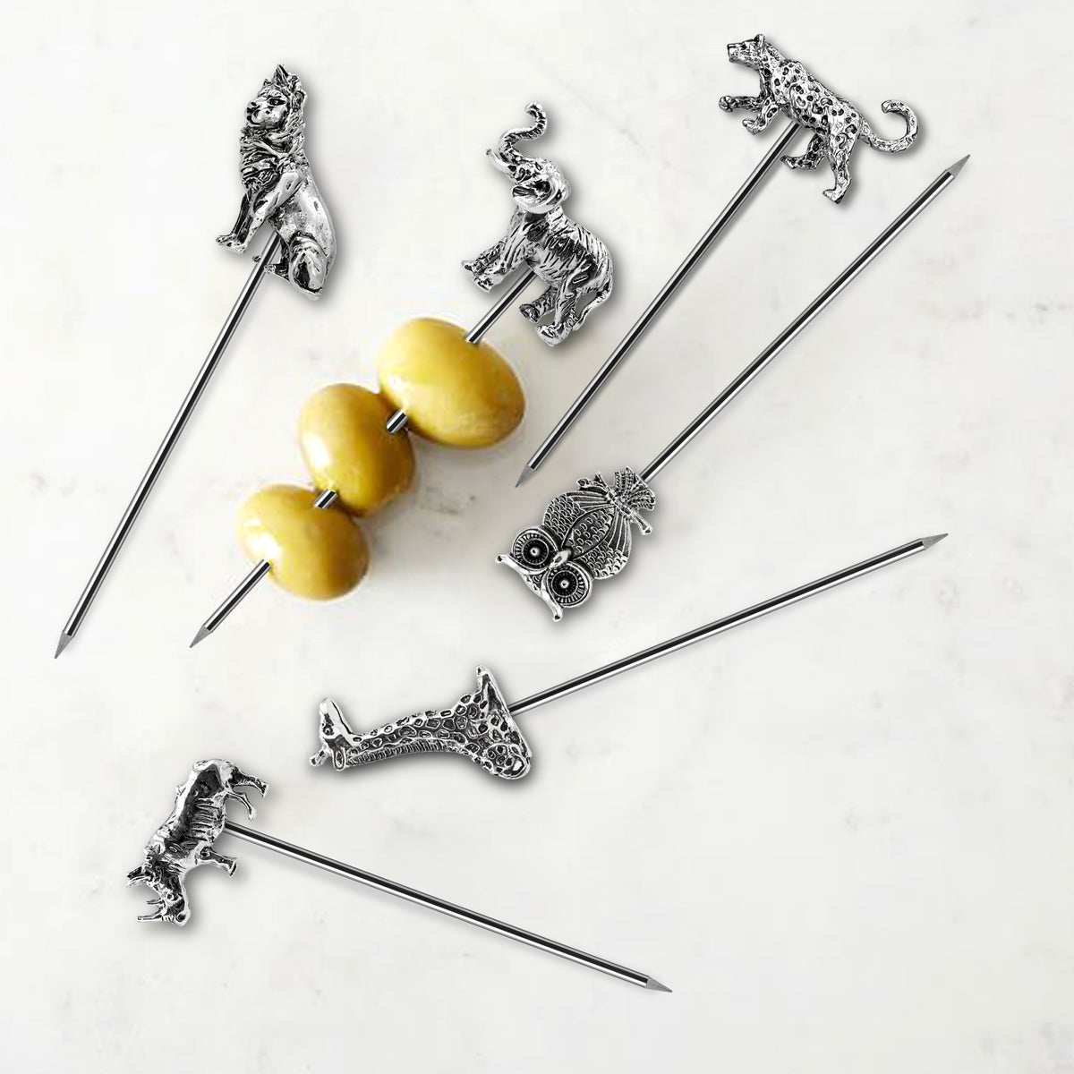 4.7"Safari Animals Series Cocktail Picks, Set of 6 Homestia