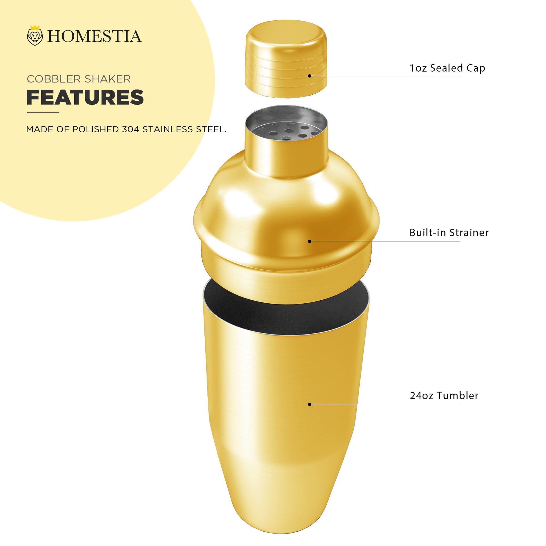 Homestia 8 Pcs Cocktail Shaker Set Stainless Steel Gold Martini Shaker —  CHIMIYA
