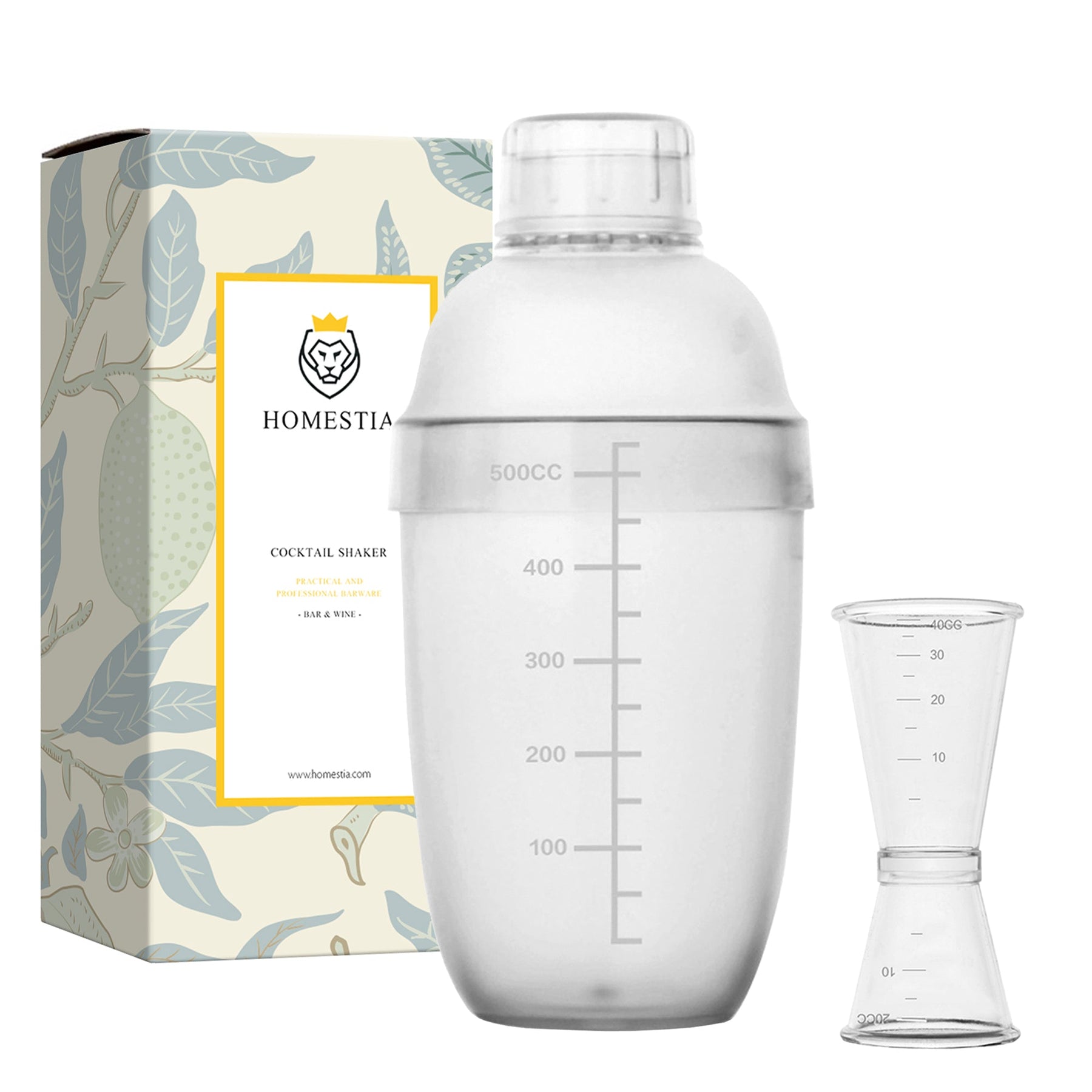 Cocktail Shaker for Iced Coffee, Tea, Cocktails , Clear, 530ml