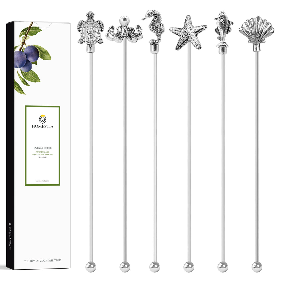 Luxury Decor Stainless-Steel Swizzle Stick, Set of 6 | Homestia