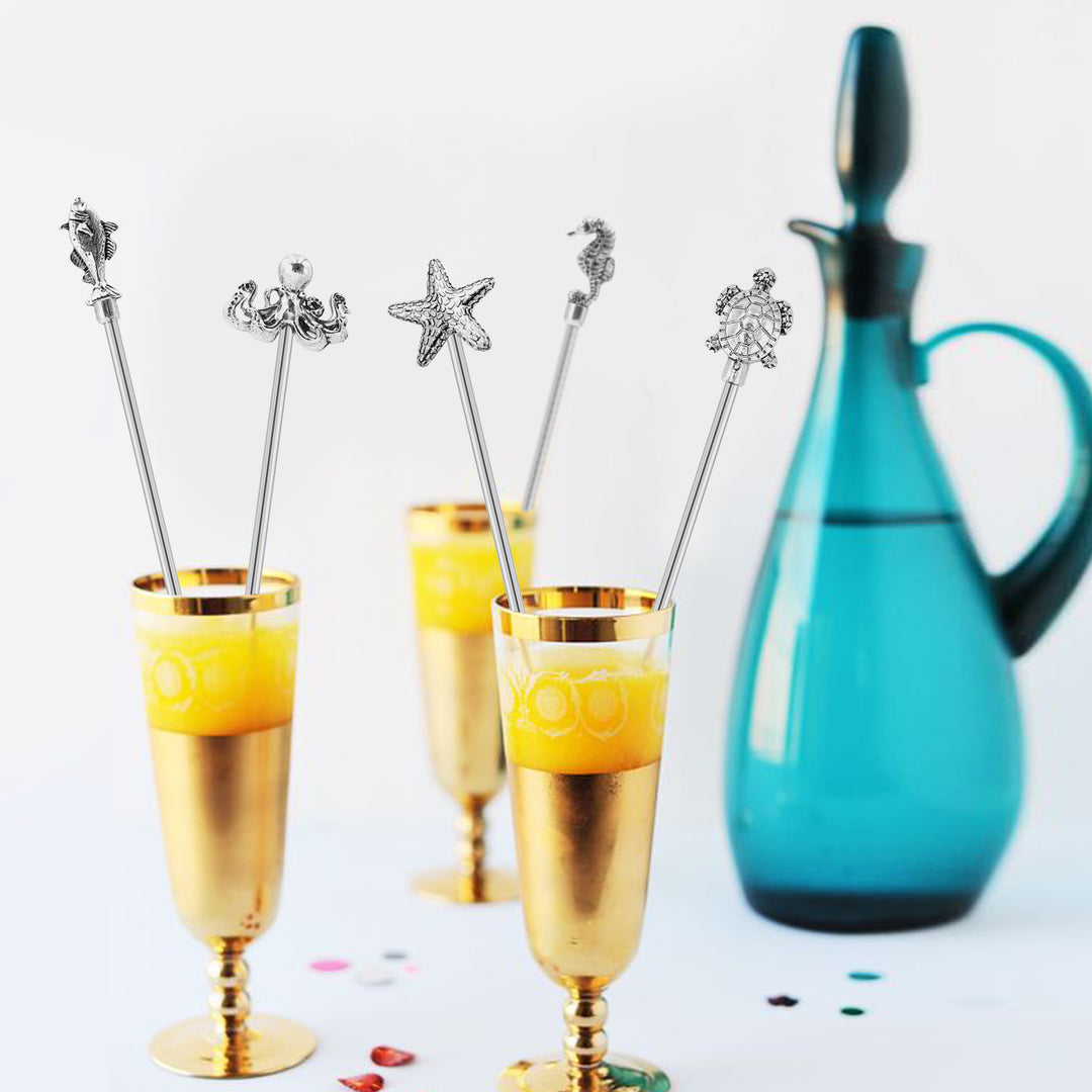 Luxury Decor Stainless-Steel Swizzle Stick, Set of 6 | Homestia